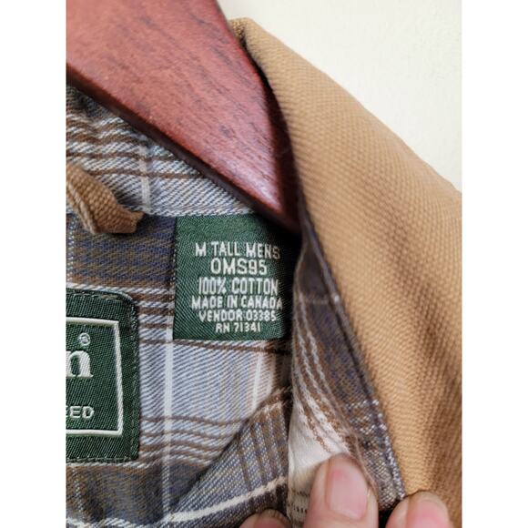 L.L. Bean Snap Up Shirt Shacket Men's Medium Tall Flannel Lined Duck Material - Picture 4 of 5